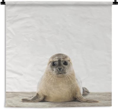 Wandkleed Animalprintshop - Zeehondje dierenprint kinderkamer Wandkleed katoen 60x60 cm - Wandtapijt met foto