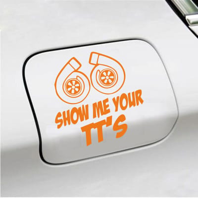 Bumpersticker - Show Me Your TTs - 15 X 15 - Oranje