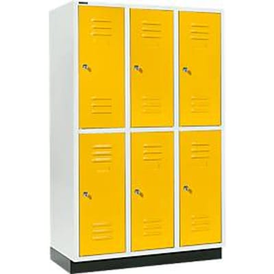 Schäfer Shop Select Kledinglocker, met 3 x 2 compartimenten, 400 mm, met fitting, cilinderslot, Deur koolzaadgeel