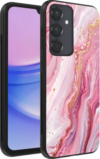 Smartphonica Telefoonhoesje geschikt voor Samsung Galaxy A15 met marmer opdruk - TPU backcover case marble design - Roze geschikt voor Samsung Galaxy A15
