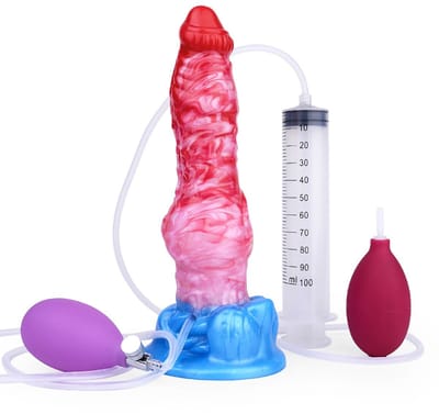 Kiotos Monstar - Big Squirt Cock - Opblaasbare Spuitende Dildo - Rood/Roze/Blauw