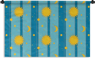 Wandkleed - Wanddoek - Zon - Maan - Design - 180x120 cm - Wandtapijt