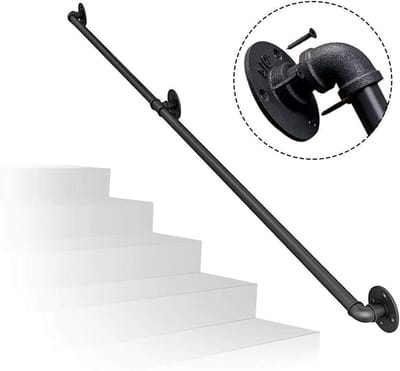 Trapleuning Set - Veiligheidsreling - Veilig Traplopen - Smeedijzer Robuust - 200 cm - Zwart