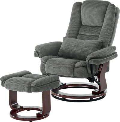 Relaxfauteuil - Leesstoel Draaistoel - Ontspannen TV Kijken - 360 Graden Draaibaar - 120 kg - Grijs