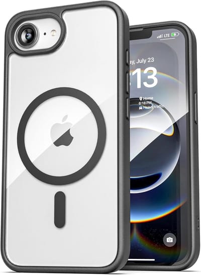 Hoesje geschikt voor iPhone 16E / iPhone 17E Transparant Zwart - Transparant Hoesje met Magsafe geschikt voor iPhone 16e | iPhone 17e - Doorzichtig Zwart