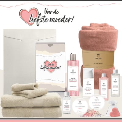 Geschenkset “Voor de liefste moeder!” - 13 producten - 2000 gram | Triomf Original - Giftset voor haar Cadeau Moederdag Luxe Wellness Pakket Vrouw Speciaal Cadeaupakket Bedankt Geschenk Lieve Mama Verjaardag Kerst Kerstpakket Gift Set Creme Roze