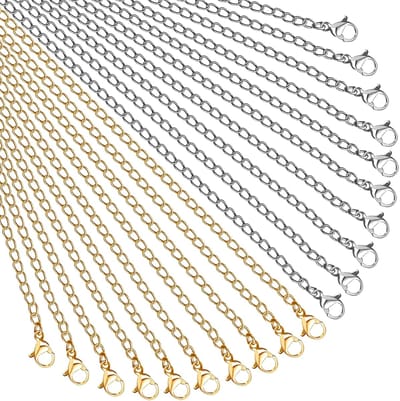 20 stuks Roestvrijstalen Kettingen 45 cm Sieraden Halsketting Schakelketting Zilver en Goud Kettingen Zelf Maken Set met Kreeftsluitingen voor Het Maken van Sieraden Handwerk Hangers