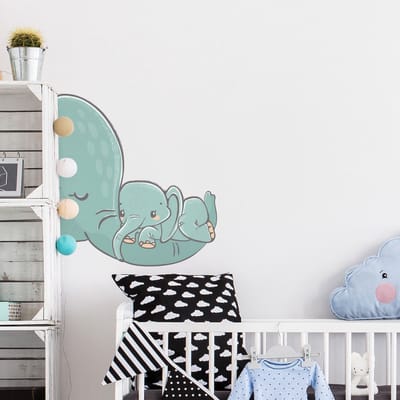 Muurstickers - Olifant en baby - Zelfklevende stickers - 120x80cm