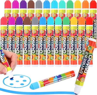Bingo Markers - Puntmarkeringen Dozers - Kleurboeken Vullen - Sneldrogende Inkt - 12 ml - 24 Kleuren