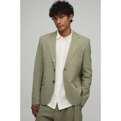 Linnen-look Blazer Met Relaxed Fit | Olive | Size 36