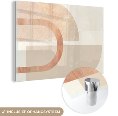 MuchoWow® Glasschilderij 60x40 cm - Schilderij acrylglas - Marmer - Roze - Abstract - Foto op glas - Schilderijen