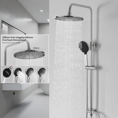 Auralum Max Regendouche - Ø 25 cm Douchekolom - Roestvrij Staal - 4 Stralen Handdouche - Verstelbare Hoogte 74-112cm - Zonder kraan - Douche Set - Chroom