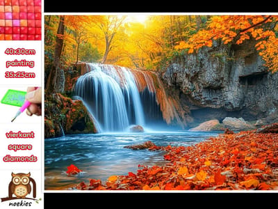 40x30cm Diamond Panting herfst waterval (vierkant) nr 188