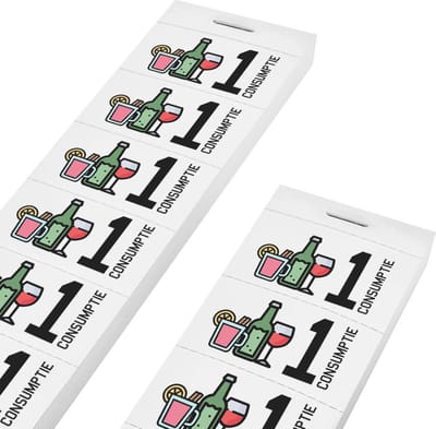 CombiCraft Consumptiebonnen met drank iconen full colour 10 per strip pastel geel - per 1000 bonnen