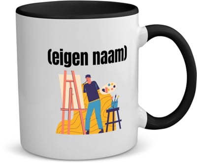 Akyol - kunstenaar die schildert met eigen naam koffiemok - theemok - zwart - Kunst - kunstenaars/kunstenaressen - iemand die houdt van kunst of kunst maken - verjaardag - cadeau - kado - 350 ML inhoud