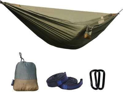 Schommelset Hangmat - Dubbele Hangmat - Buiten Ontspannen - Lichtgewicht Nylon - 280 x 140 cm - Zwart