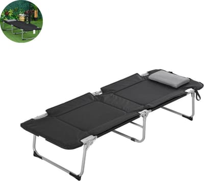 Veldbed - Kampeerbed - Vouwbed - Ligbed - Stretcher- Campingbedje - Opvouwbaar - 1 Persoons - Zwart
