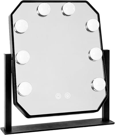 Verlichte Make-up Spiegel - Dressingtafel Spiegel - Nauwkeurige Make-up - Drie Kleurmodi - 30x25 cm - Zwart