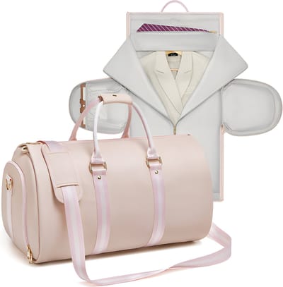 CarryQuest® - Zakelijk Opvouwbaar Reistas -Suite Bag - PU Leder - Duffel Bag - Weekendtassen - Sportief - Weekend & Reis - Kostuumtas - Roze