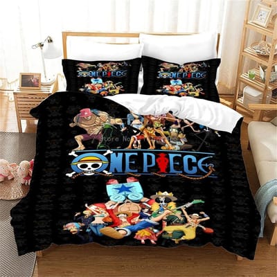 ONE PIECE Dekbedovertrek Beddengoed Set Japanse Anime Decoratief Beddengoed Dekbedsets Jongens Meisjes Baby Tiener Bedset Beddengoed Cadeau EU Single 135x200cm