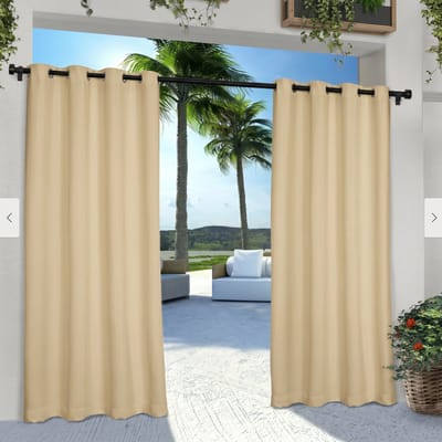 MUPOO Buitengordijn Waterdicht Verduisterend met Ringen - Verduisterend, UV-werend & Isolerend - outdoor Gordijn voor Veranda, Terras & Tuin -Beige -132x244cm-1 stuk