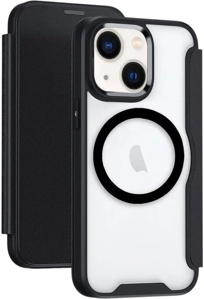 Portemonnee Hoesje Geschikt voor Apple iPhone 13 / 14 | Compatibel met MagSafe / Qi2 | Wallet Book Case met Magneet | Beschermhoes met Pasjeshouder | Zwart