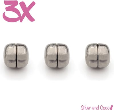 SilverAndCoco® - Hijab Magneten | Magneet voor Hoofddoek - Donker Zilver (3 stuks) + opberg tasje