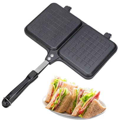 Tosti Maker - Broodrooster Pan - Snelle Maaltijden - Dubbel Paneel - 36x25 cm - Zwart