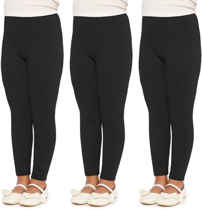 Merry Style 3 Pak Meisjes Leggings - Sport - Vrijetijdsbroek - Lang - Katoen – Sportbroek – Zwart/Zwart/Zwart – 116 – MS-MS10-225-LE