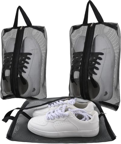 2-Pack Schoenentas voor Golf, Herbruikbare Reistassen voor Schoenen met Rits, Ideaal voor Sport en Gym, Geschikt voor Mannen en Vrouwen