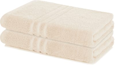 Lavea® Set van 2 badlakens 100x150 cm – 100% katoen, badhanddoeken en handdoeken, zacht, absorberend en duurzaam – ideaal voor badkamer, sauna, spa of hotel – Crème