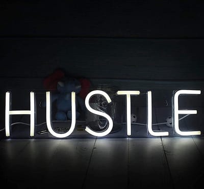 Hustle Neon Led Lamp - wandlamp - Neon verlichting - Decoratie - Cool - USB Powered - voor Kantoor - Man - Cave - Gaming Room - Art Decor - Wit