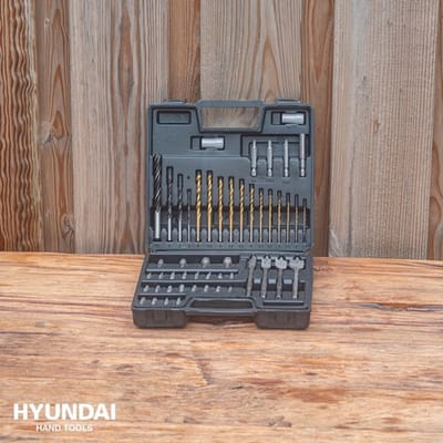 Hyundai borenset en bitset 50-delig in opbergkoffer - boren en bits voor hout / metaal / steen