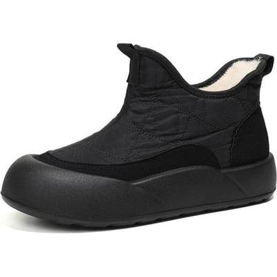 Winter warme dikke platform sneeuwlaarzen voor dames, antislip, waterafstotende enkellaarsjes, comfortabele voering van imitatiebont, korte wandelschoenen voor dames 35 zwart