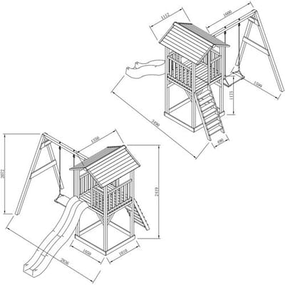 AXI Beach Tower Speeltoestel in Grijs/Wit - Speeltoren met Zandbak, Schommel en Grijze Glijbaan - FSC hout - Speelhuis op palen voor de tuin