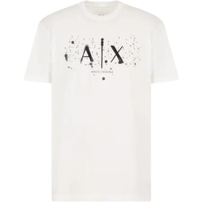 Armani Exchange FW24 ASV Serie Katoen Pasvorm Korte Mouw Ronde Hals Spat Logo Bedrukt T-shirt Heren Tops Wit XM000062-AF10356-U0009 XXL gray