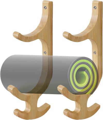 Yogamat Opbergrek - Workout Organizer - Sportspullen Opbergen - Efficiënte Verticale Opslag - 43 x 33 x 4.3 cm - Houtkleur
