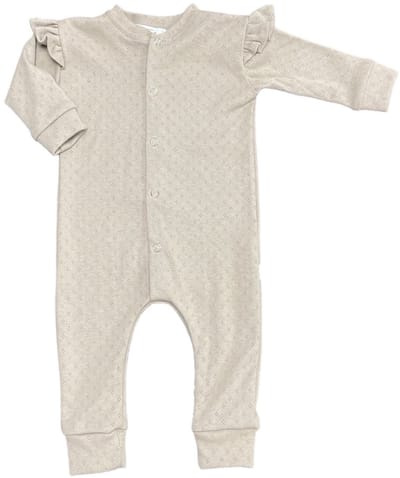 Boxpakje ruffle - Pointelle - Dark beige - maat 44