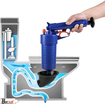 Borvat® | Afvoer ontstopper | krachtige Drukpomp Reiniger Ontstopt | Toilet en Verschillende Afvoer Pijpen Onder Hogedruk | Ontstopper Toilet | Ontstopper Afvoer | Wc ontstopper | Leiding ontstopper | Toilet ontstopper | Met 4 opzetstukken