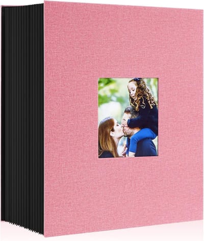 Groot Fotoalbum voor 10 x 15 cm Afbeeldingen - 1000 Foto's - Linnen, Geschikt voor Horizontale en Verticale Foto's (Roze)