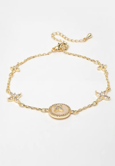 AVANT-GARDE PARIS Gold Crystal Bracelet - verstelbaar 6.5cm - 1 stuk - met kristallen en lobster sluiting