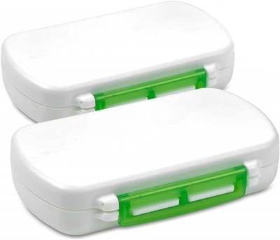 Pillendoosjes - Set van 2 waterdichte medicijndoosjes, dagelijkse dispenser voor het opbergen van pillen, medicijnen, supplementen en vitaminen (BPA-vrij).
