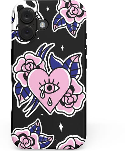 Casetastic hoesje geschikt voor Apple iPhone 16 - MagSafe - Dubbellaagse bescherming - Eindeloze passie - Fashion Case - Zwart Grijs Lichtroze Wit