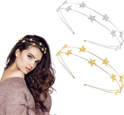 Sterren haarbanden en haarspelden voor meisjes - Glanzende gouden en zilveren accessoires voor feestkleding en kostuums