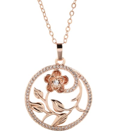 N3 Collecties Mode natuurlijke zirkoon 585 roségouden holle bloem ketting voor vrouwen