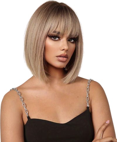 Livano Pruiken Dames - Lang Haar - Cosplay Pruik - Hair Wig - Goud - 35cm