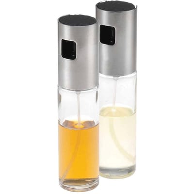 Westmark Azijn- en oliespuitset, met pompsproeikop, inhoud: 100 ml per flesje, hoogte: 18 cm, roestvrij staal/glas, kleur: zilver/doorzichtig, 24362260