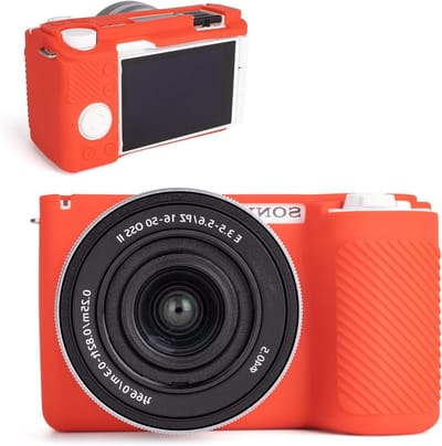 Siliconen Beschermhoes voor Sony ZVE10 II/ZV-E10 II Digitale Camera - Zacht Rubber, Antislip, Krasbestendig en Verbeterde Grip, Rood, Camera Accessoire