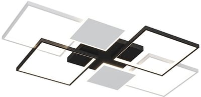 Haobosic - Creatieve geometrische vierkante LED plafondlamp zwart + wit met afstandsbediening 72W voor woonkamer / slaapkamer / keuken