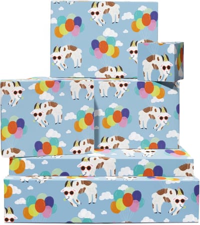 SnelShoppen - Geit Inpakpapier - Boerderijdier - 6 Vellen Grappig Cadeaupapier voor Verjaardag - Recyclebaar - Perfect voor Mannen en Vrouwen - Geiten